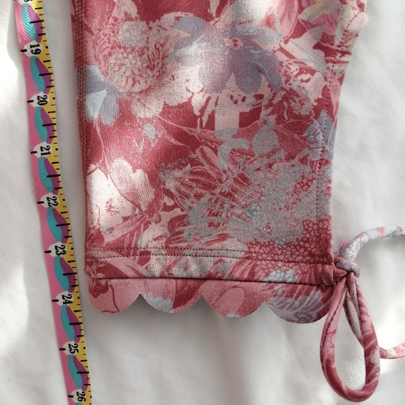 Anthropologie Daily Practice Allie Leggings Pink Floral 7/8 Ankle Tie Medium - Picture 15 of 16